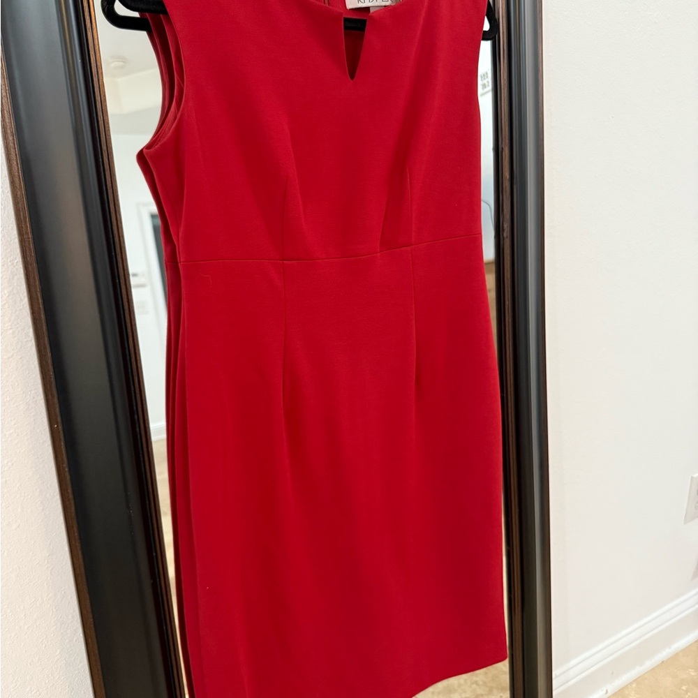 Kasper Red V-Neck Sheath Mini Dress Sleeveless